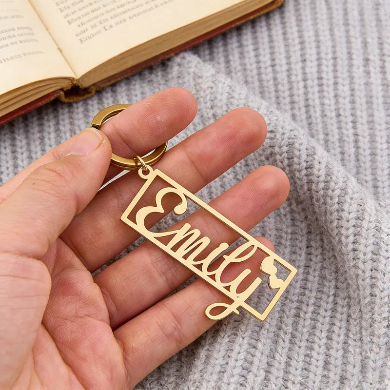 Personalized Engraved Name Keychain with Heart