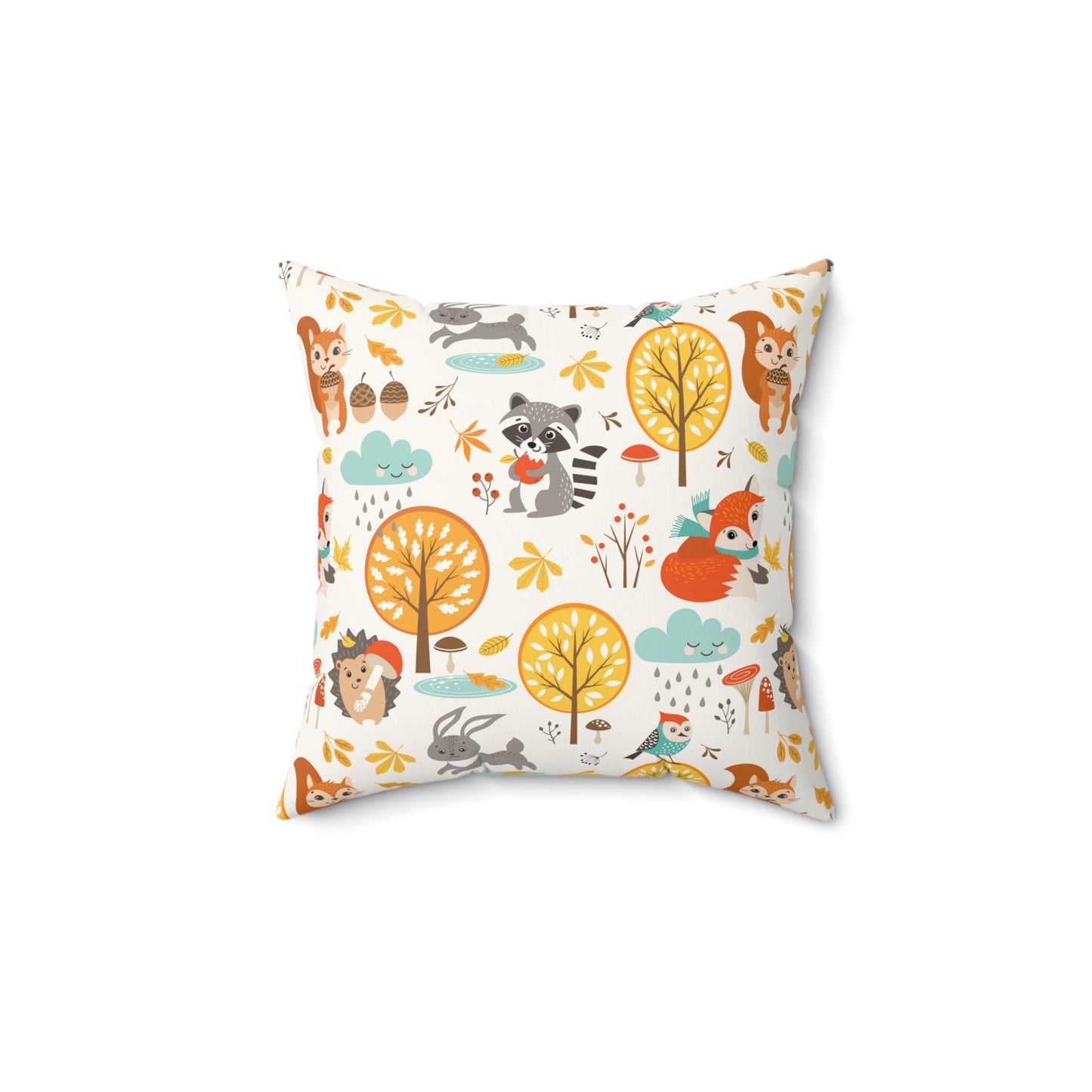 Autumn Woodland Animals Spun Polyester Square Pillow