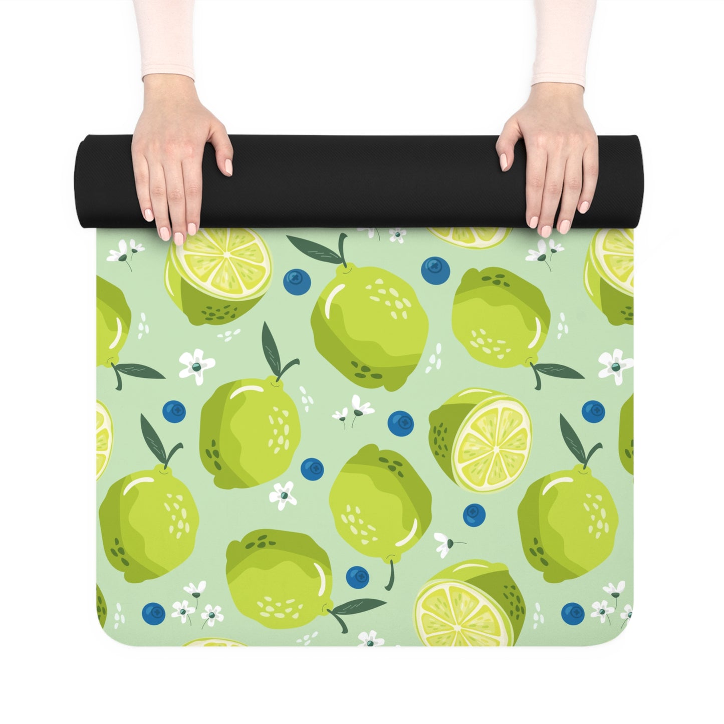 Limes and Blueberries Rubber Yoga Mat