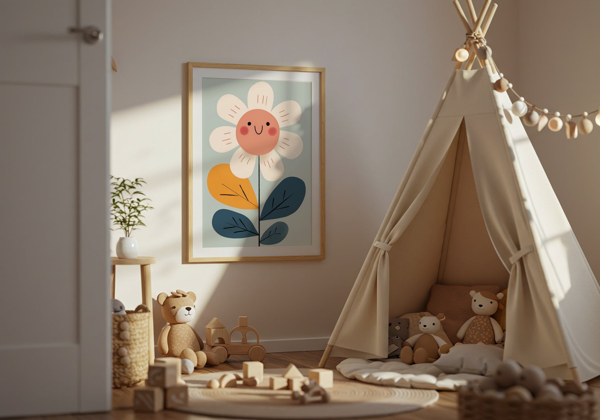 Cute Flower Print for Children's Room Wall Art product type