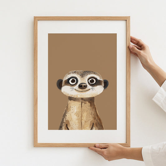 Adorable Cartoon Meerkat Art Print for Kids Room product