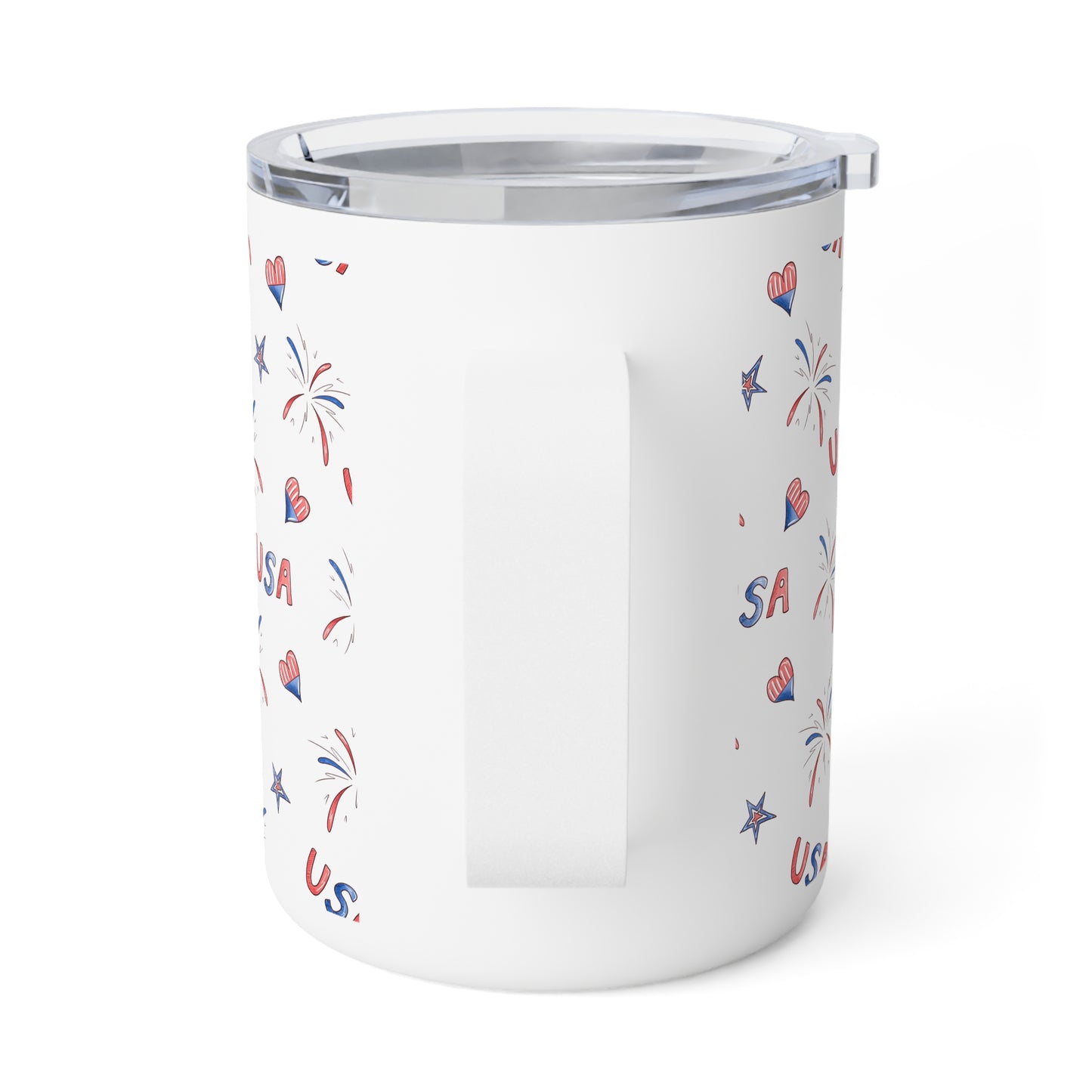 Hearts and Fireworks Insulated Coffee Mug, 10oz