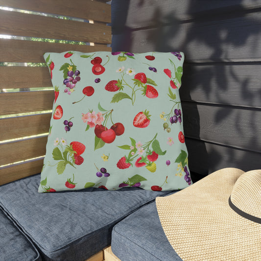 Cherries and Strawberries Outdoor Pillow