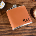 Personalized Leather Wrapped Whiskey Flask - 6oz Custom Engraved Gift