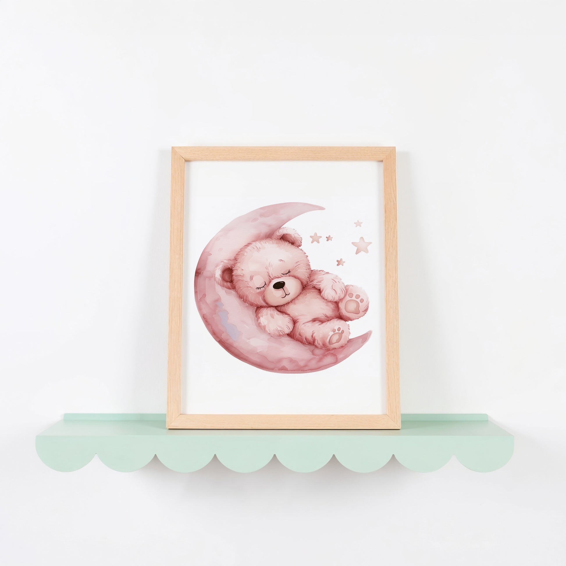 Adorable Sleeping Bear on Moon Wall Art product