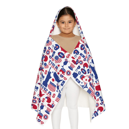 All American Red and Blue Youth Hooded Towel