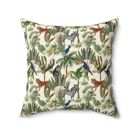 Jungle Animals Spun Polyester Square Pillow
