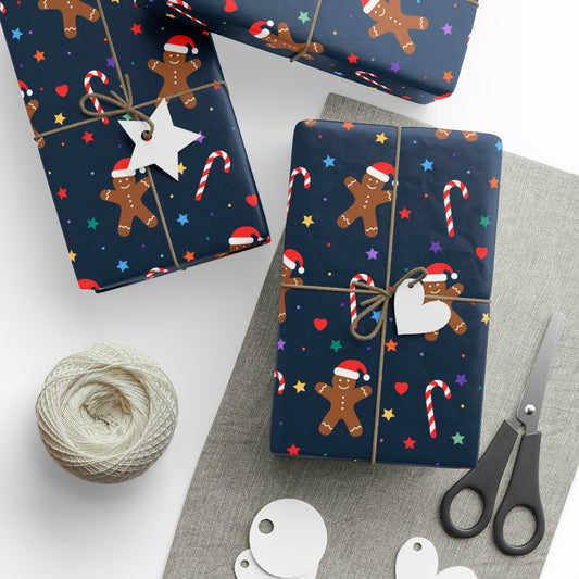 Gingerbread and Candy Canes Gift Wrap Paper