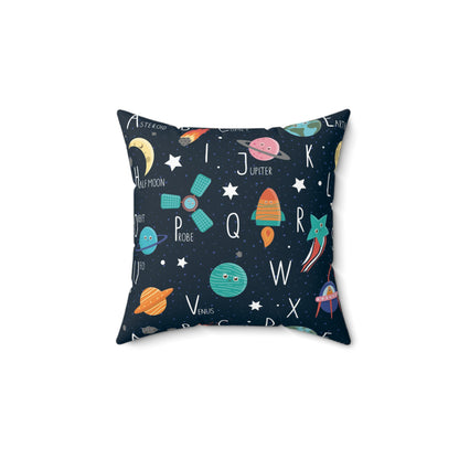 Space Alphabet Spun Polyester Square Pillow