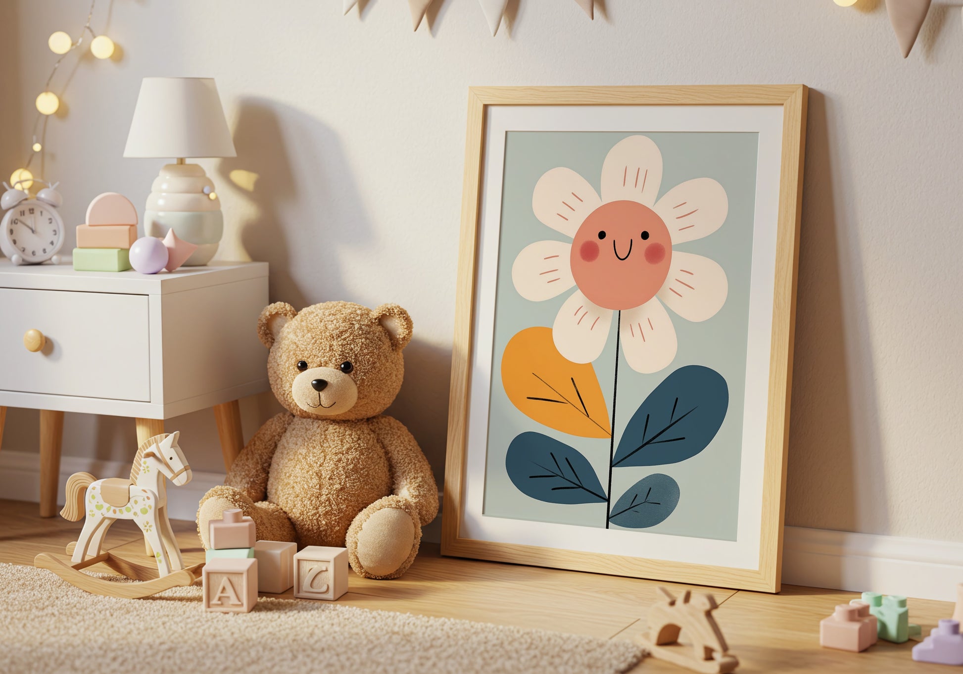 Cute Smiling Flower Art for Kids Room Decor product