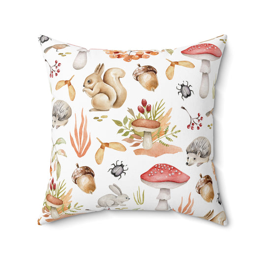 Fall Forest Animals Spun Polyester Square Pillow with Insert