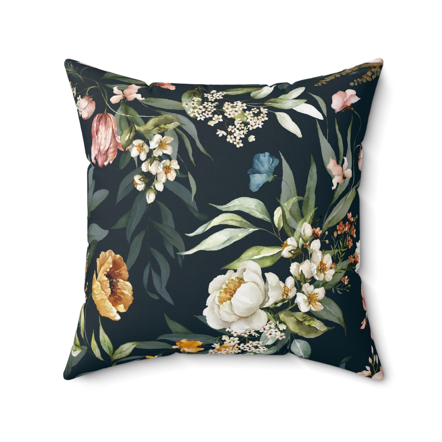 Watercolor Flowers Spun Polyester Square Pillow