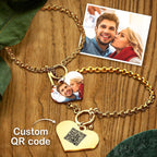 Custom Photo Charm Bracelet with Heart - QR Code Jewelry