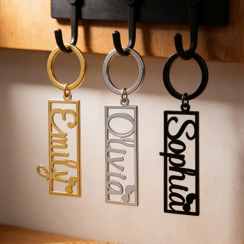 Personalized Engraved Name Keychain with Heart