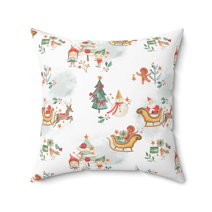 Vintage Christmas Santa Spun Polyester Square Pillow