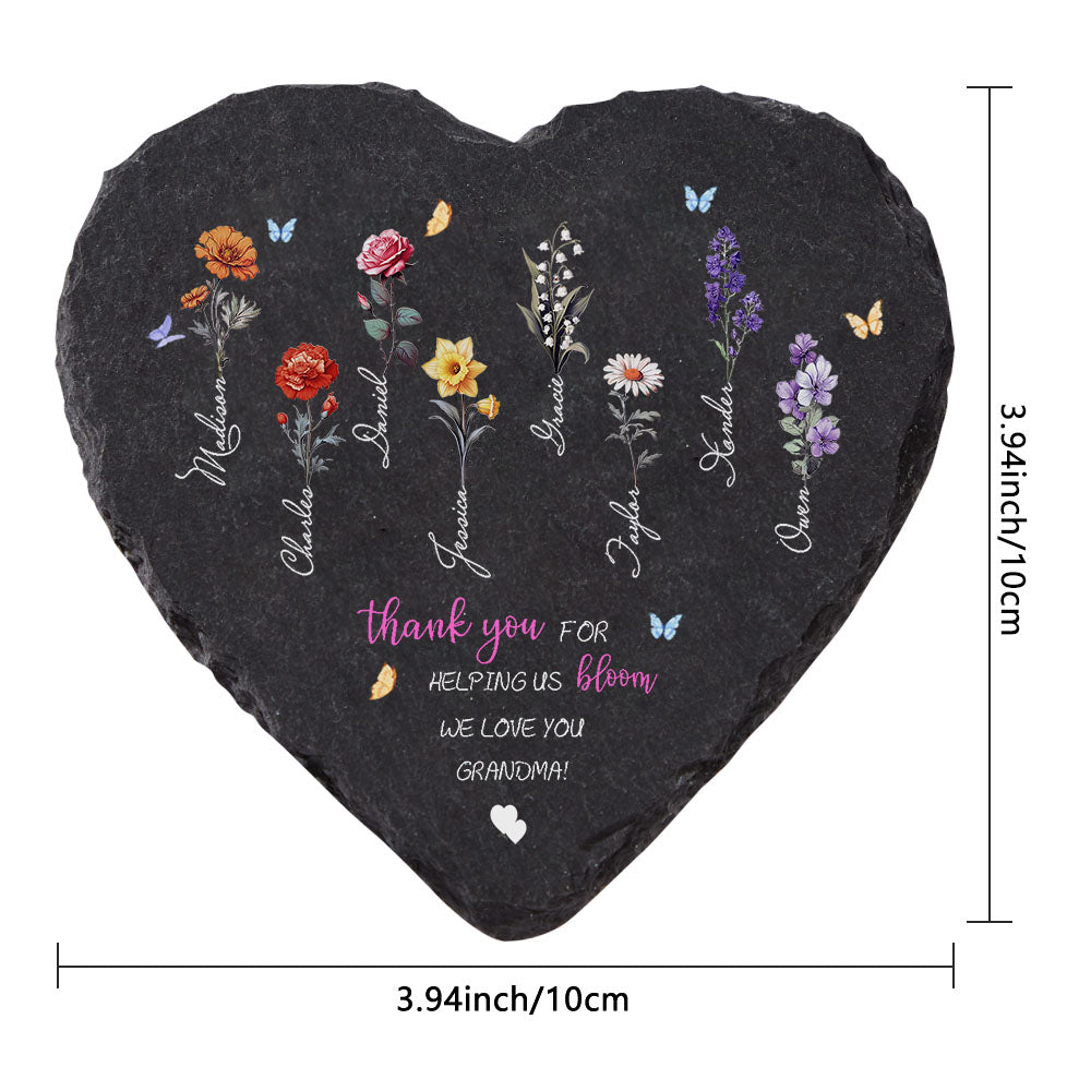 Personalized Birth Flower Garden Stone - Custom Mother's Day Gift for Grandma & Mom