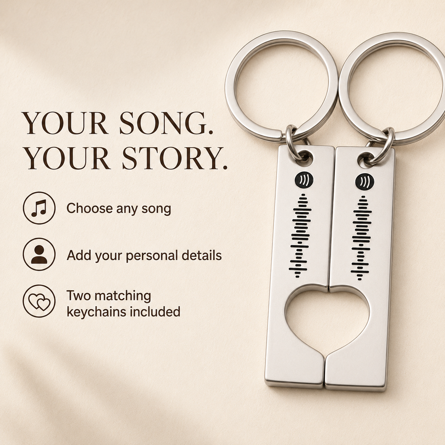 Custom Spotify Code Couples Keychain