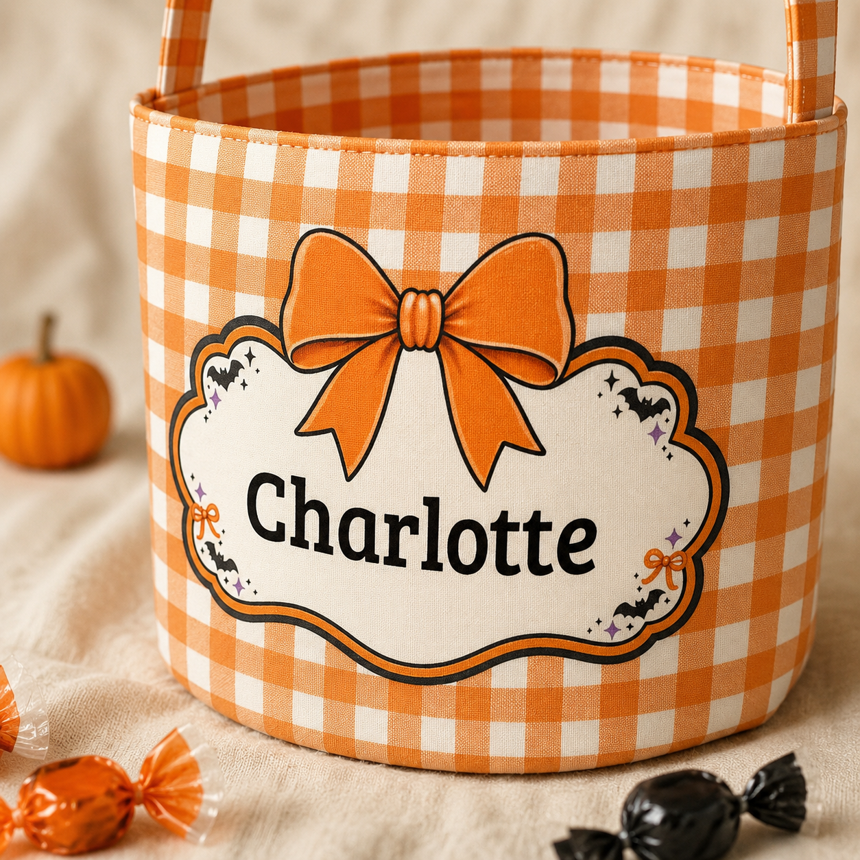 Personalized Halloween Fabric Candy Basket