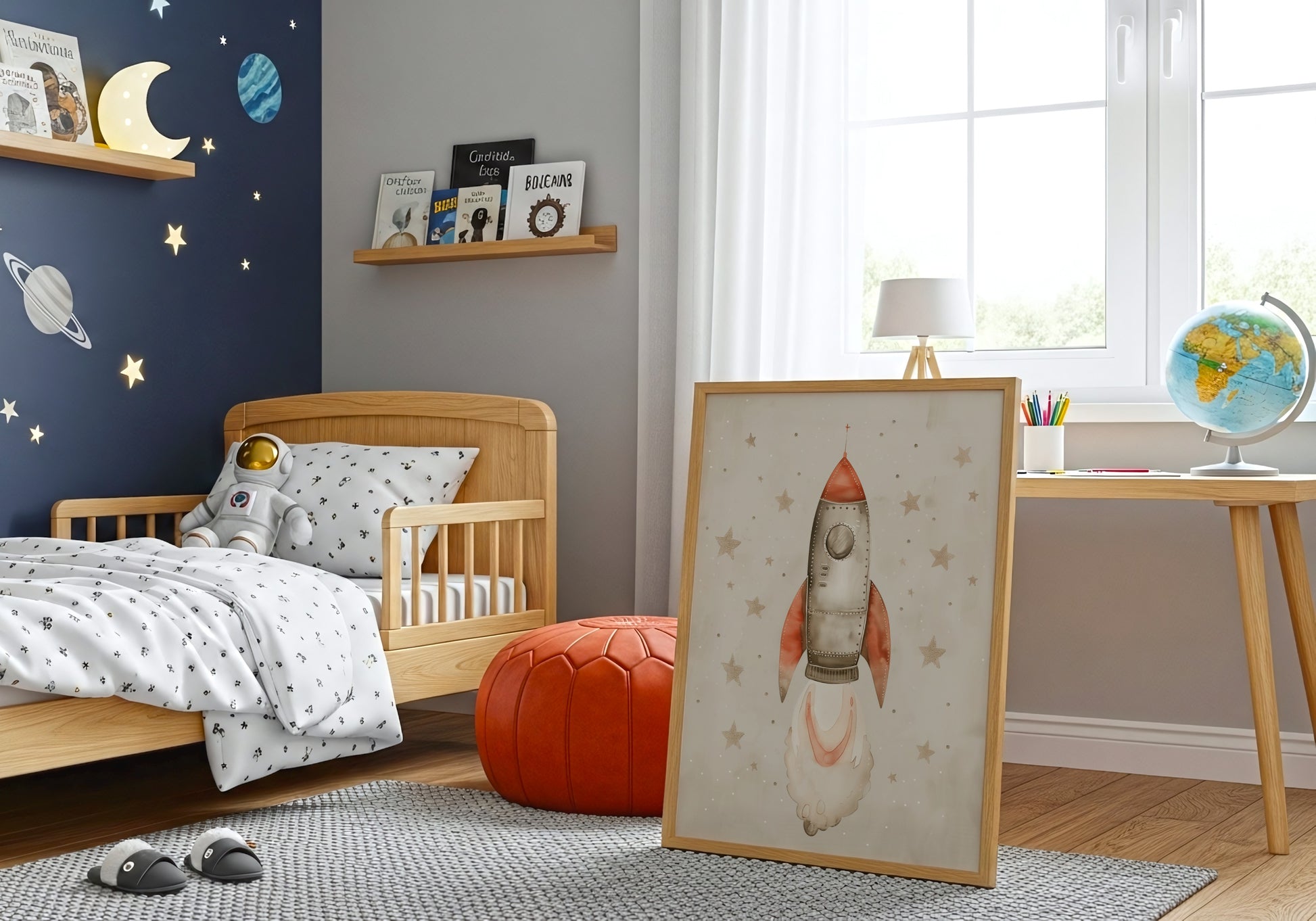 Space Theme Rocket Ship Illustration for Kids Room product
