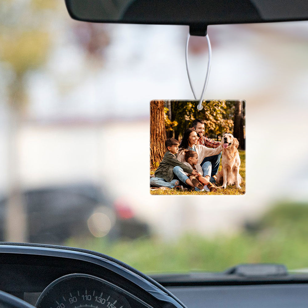 Custom Photo Car Air Freshener - Personalized Rearview Mirror Scent