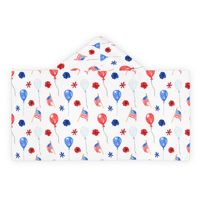 American Flags and Balloons Youth Hooded Towel
