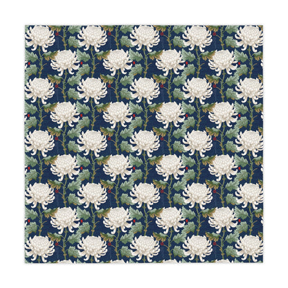 White Japanese Chrysanthemum Tablecloth