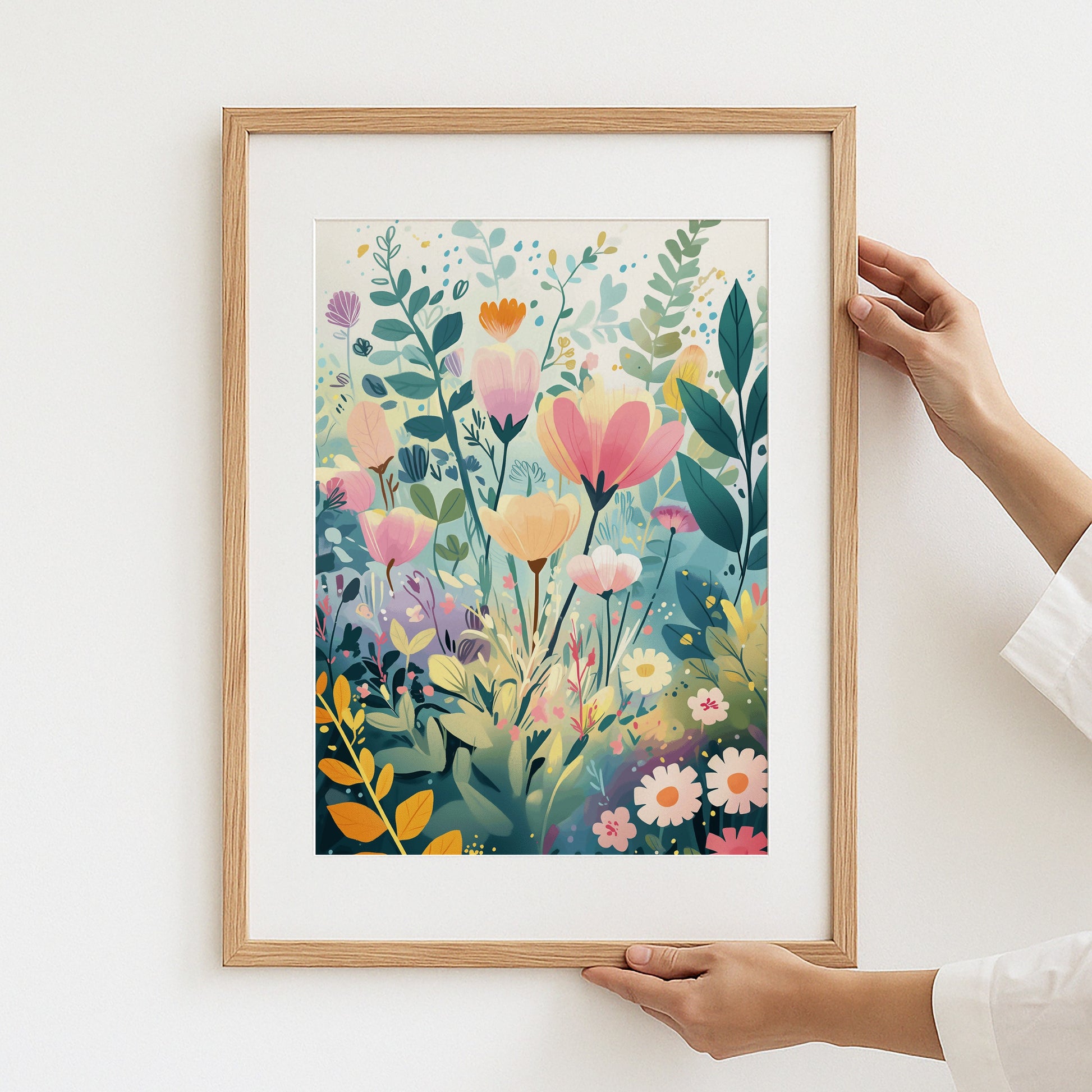 Colorful Floral Design in Wooden Frame Art product