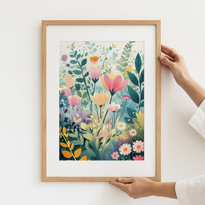 Colorful Floral Design in Wooden Frame Art product