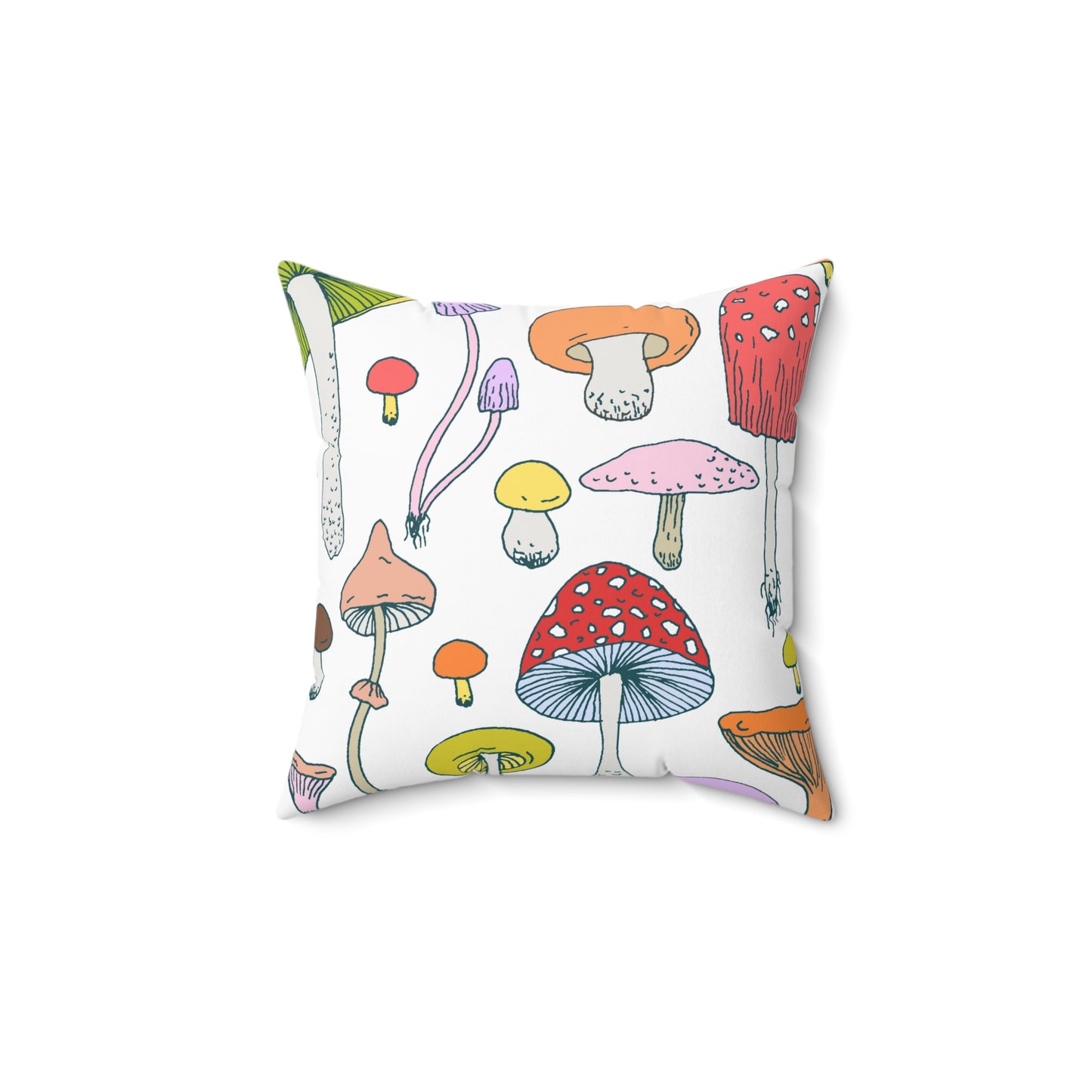 Forest Mushrooms Spun Polyester Square Pillow