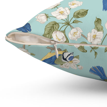 Chinoiserie Birds and Flowers Spun Polyester Square Pillow