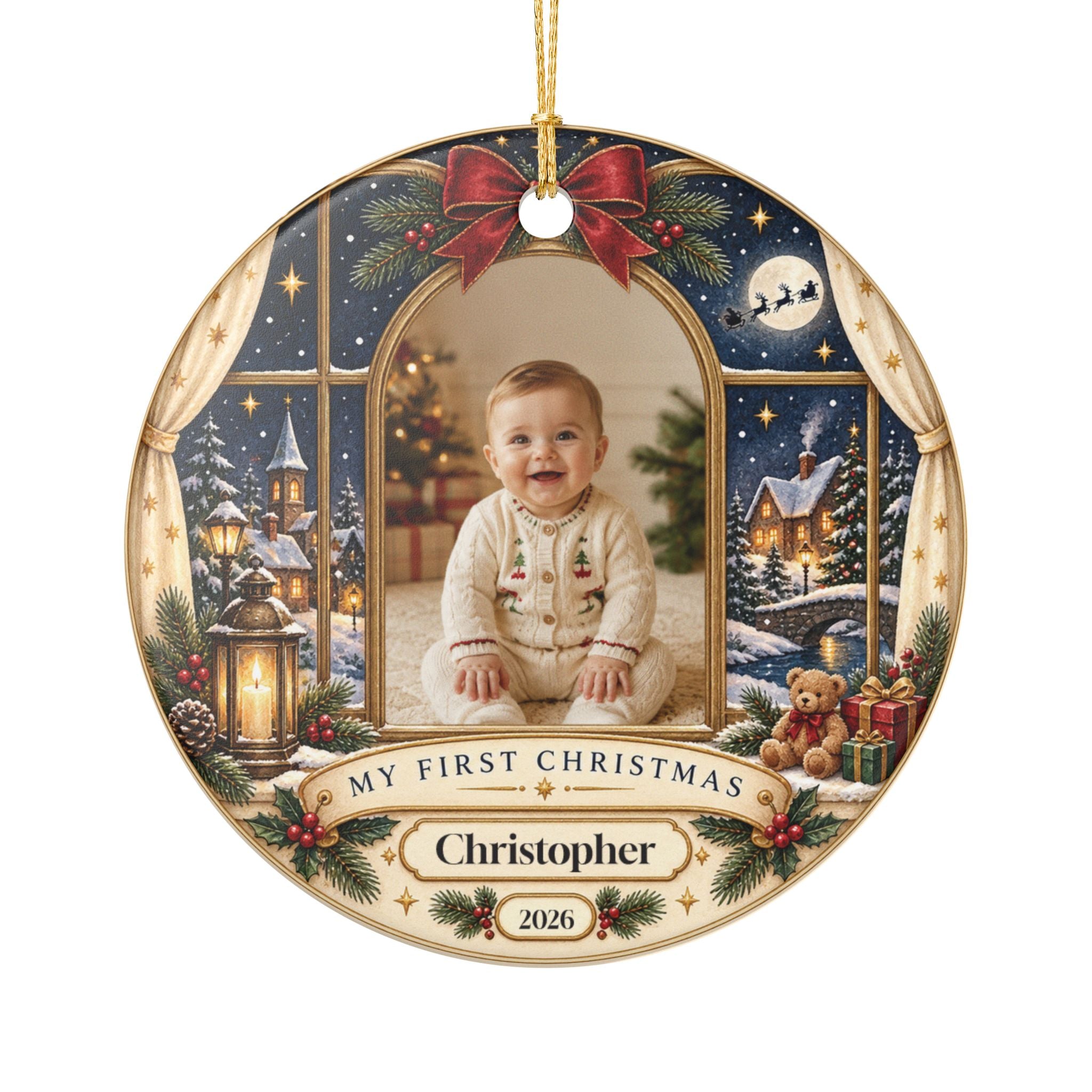 Custom Baby First Christmas Ornament with Name & Year