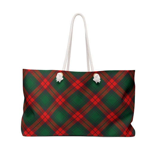 Red and Green Tartan Plaid Weekender Bag