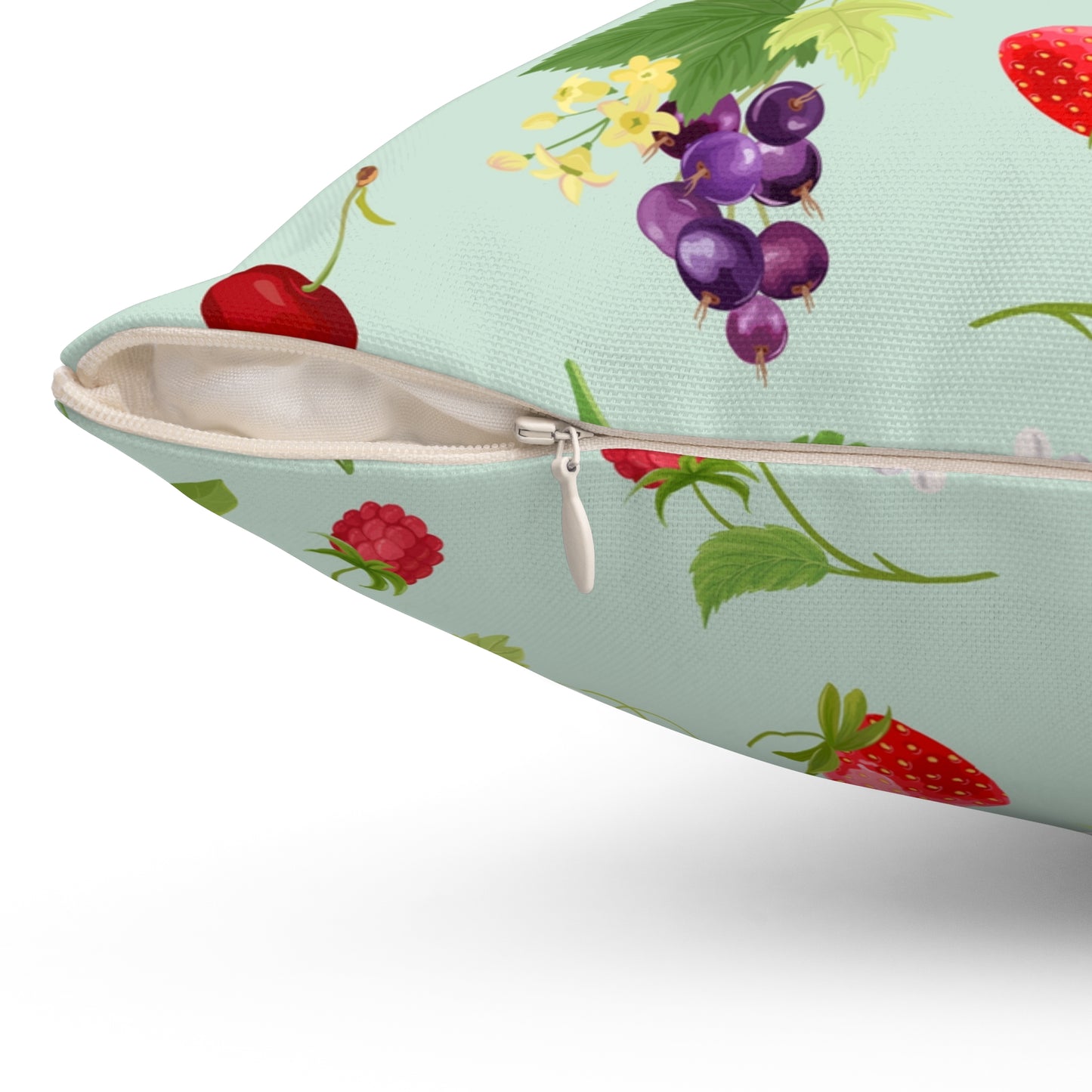 Cherries and Strawberries Spun Polyester Square Pillow