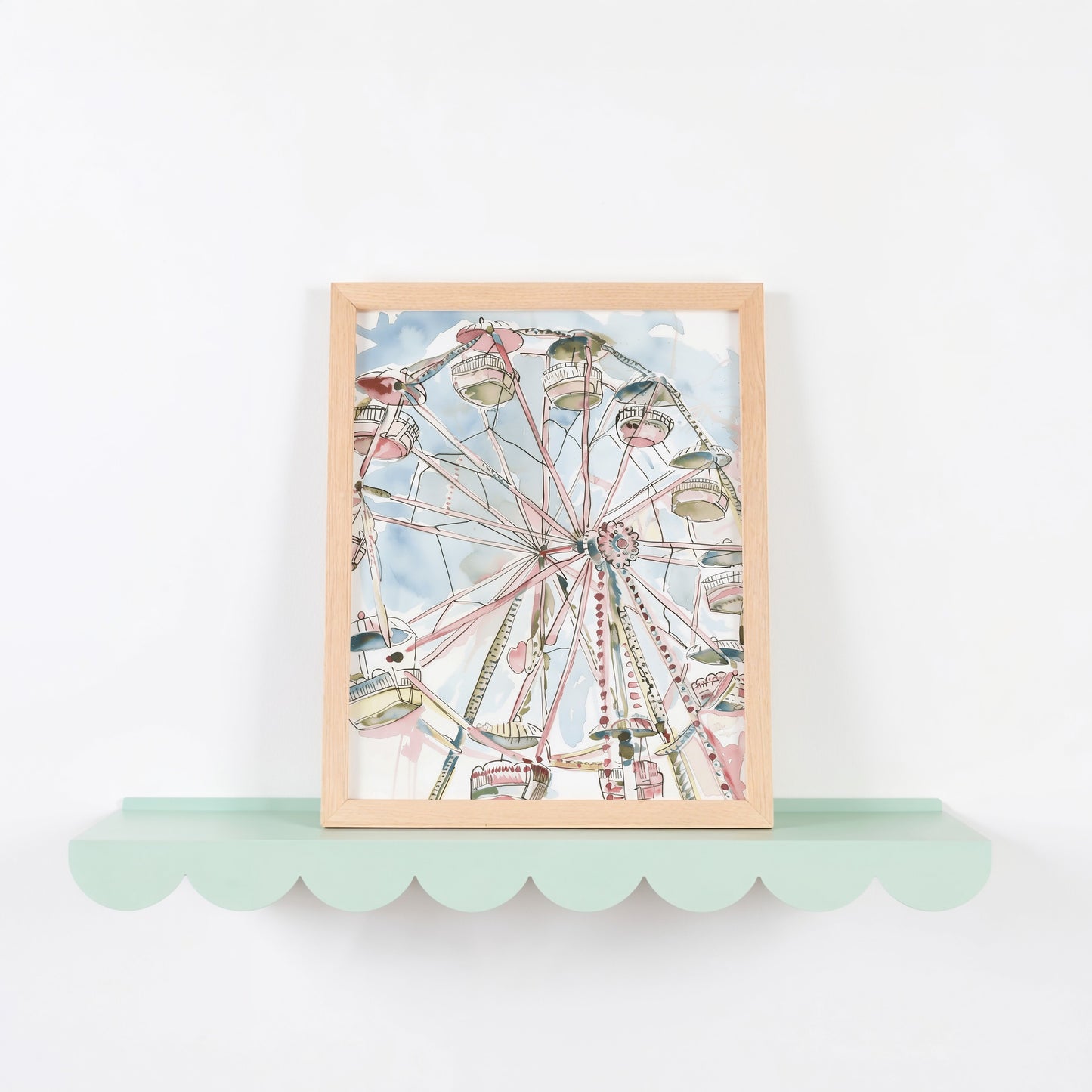 Ferris Wheel Print Art in Wooden Frame Decorative product