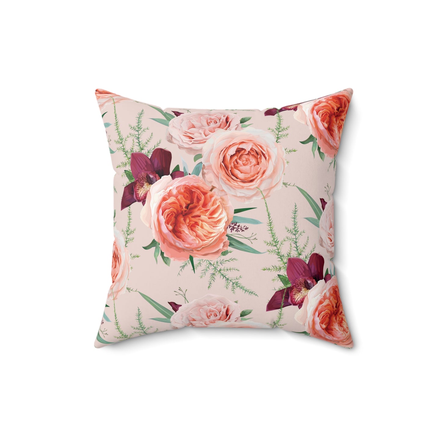 Blush Roses Spun Polyester Square Pillow