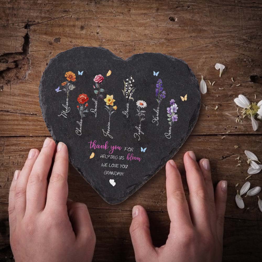 Personalized Birth Flower Garden Stone - Custom Mother's Day Gift for Grandma & Mom