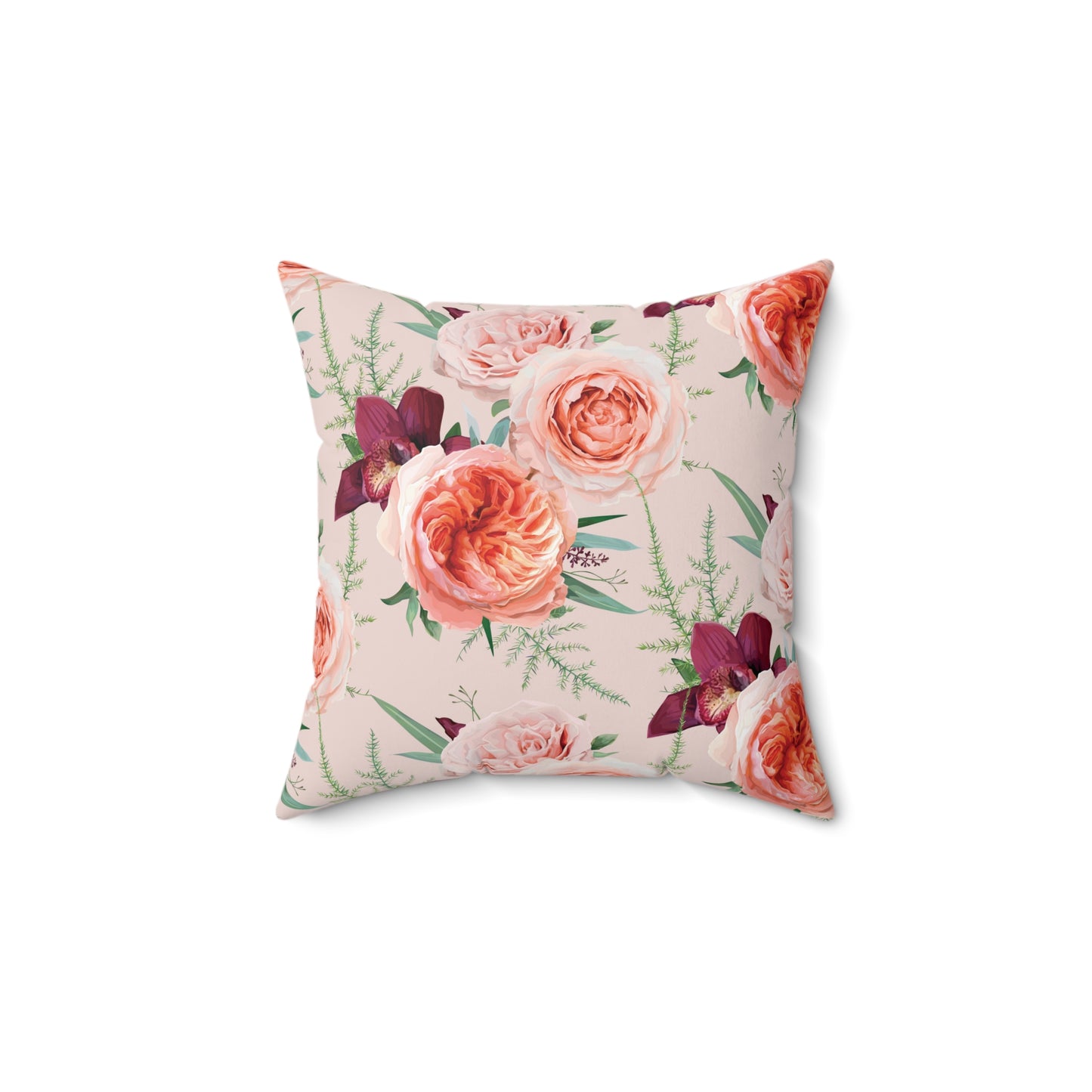 Blush Roses Spun Polyester Square Pillow