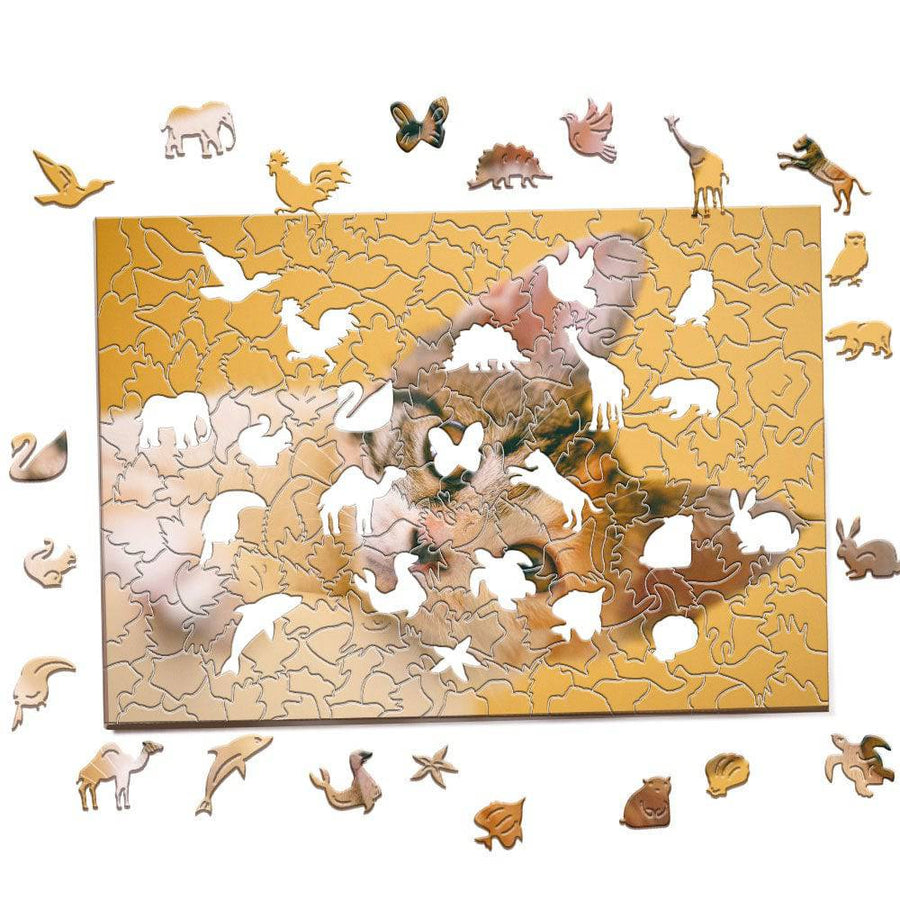 Personalized Photo Wood Jigsaw Puzzle with Animal-Shaped Pieces