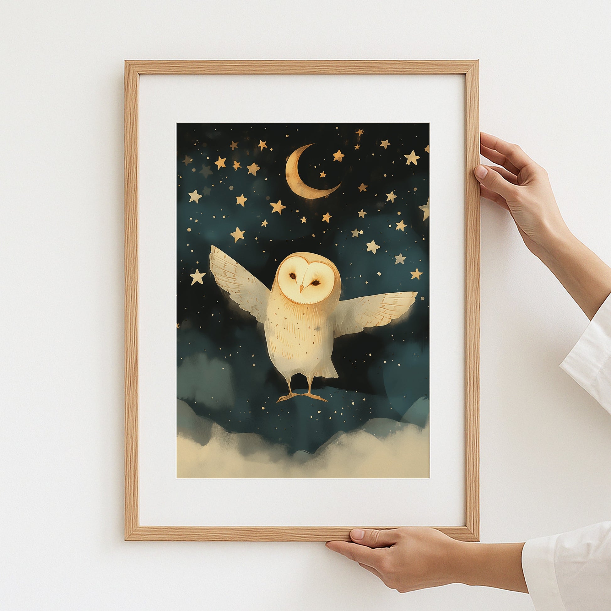 Enchanting Owl Under Moon and Stars Wall Art product type