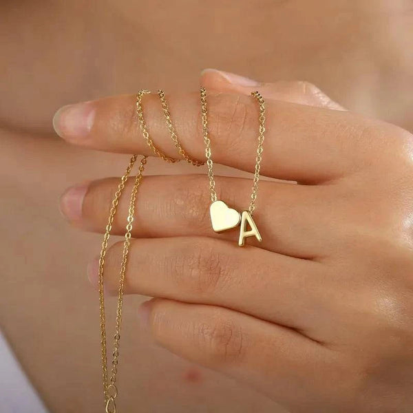 Dainty Initial Heart Necklace