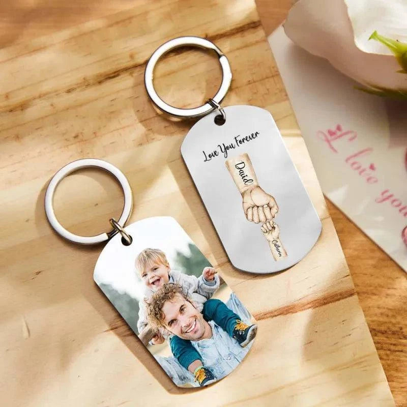 Custom Father and Kids Fist Keychain