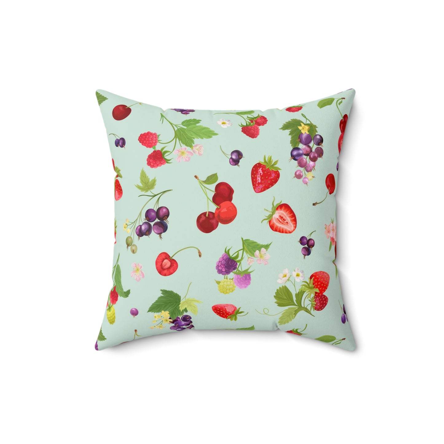 Cherries and Strawberries Spun Polyester Square Pillow
