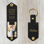 Custom Photo Leather Keychain - Personalized Engraved Metal Key Chain
