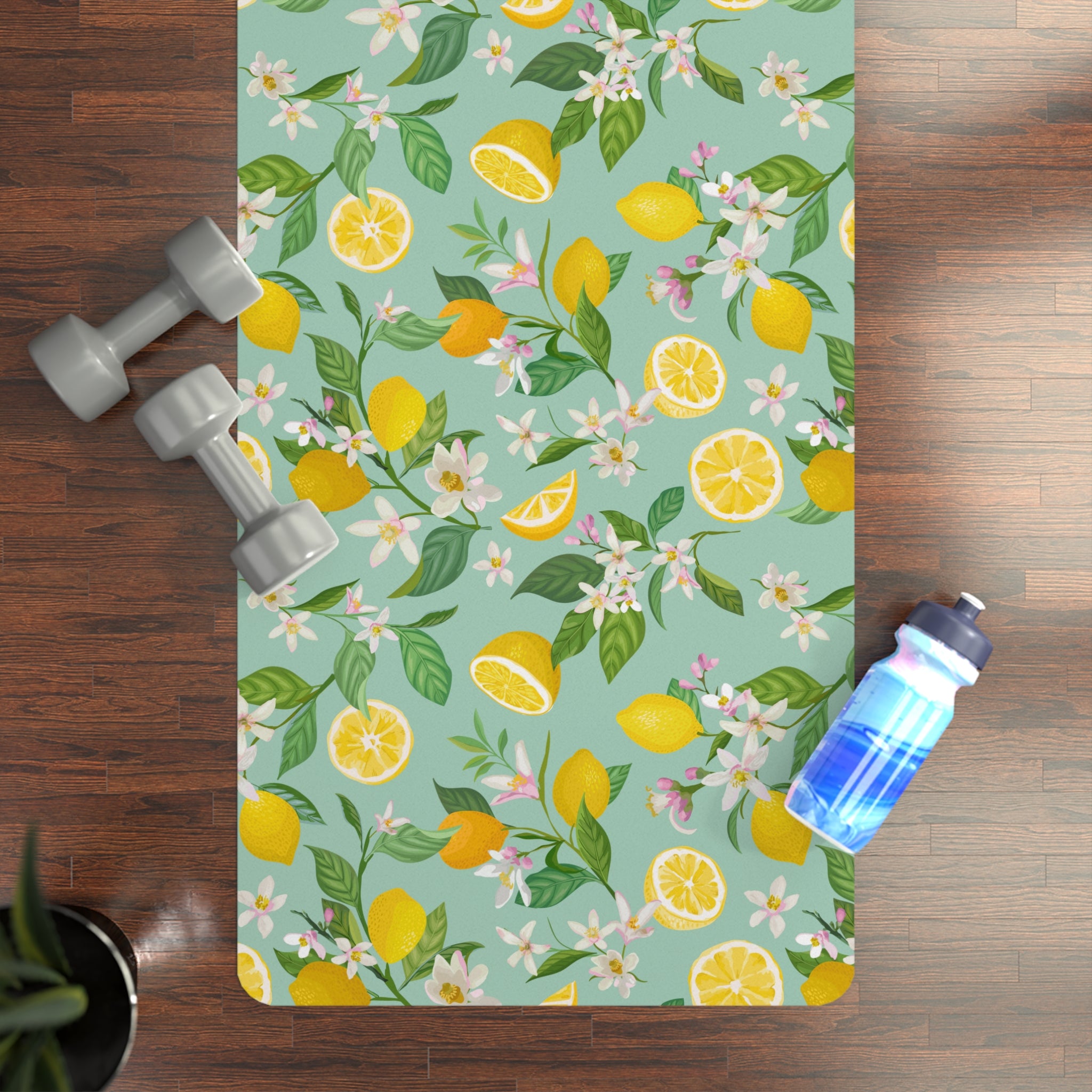 Lemons and Flowers Rubber Yoga Mat