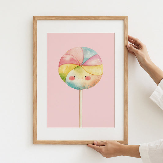 Colorful Lollipop with Cute Face Wall Art product type