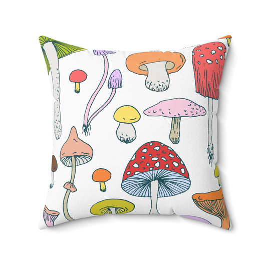 Forest Mushrooms Spun Polyester Square Pillow