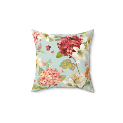 Autumn Hortensia and Lily Flowers Spun Polyester Square Pillow