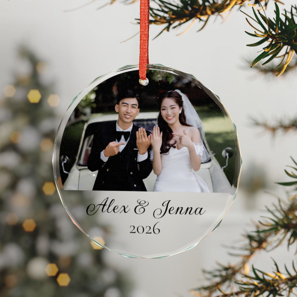 Personalized Wedding Photo Ornament | Glass Ornament