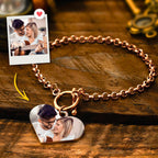 Personalized Photo Bracelet with Heart Pendant - Custom Charm Jewelry