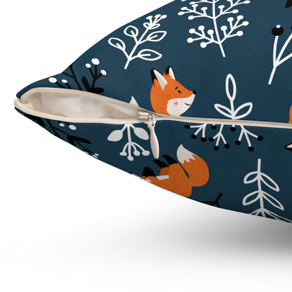 Happy Foxes Spun Polyester Square Pillow with Insert